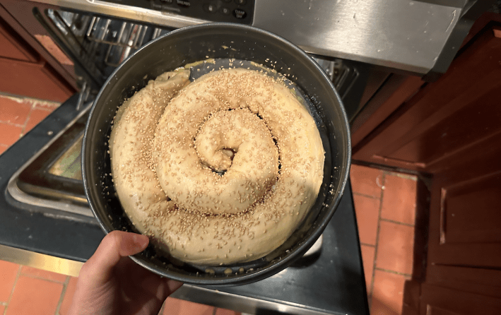 my beautiful spiral before it went into the unheated oven.